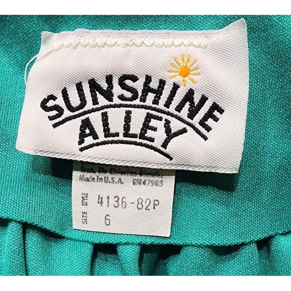 Vintage Sunshine Alley Womens Green Long Sleeve Dress 413682P Size 6 Made IN USA - Picture 10 of 12